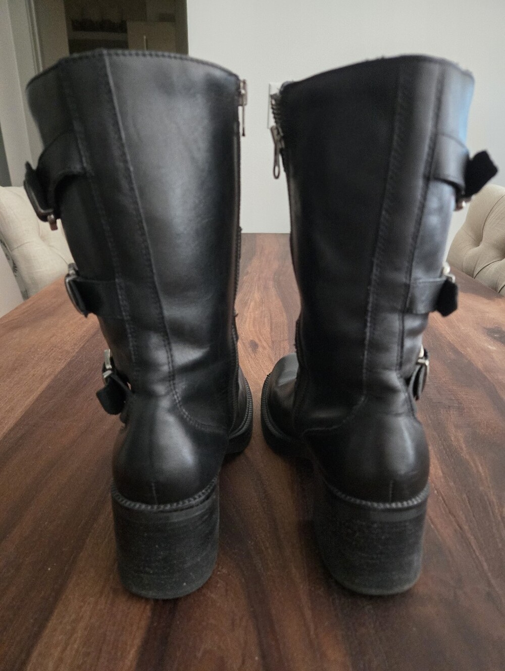 Harley Davidson Black Leather Mid-Calf Buckle Boots - Women - Picture 3 of 3